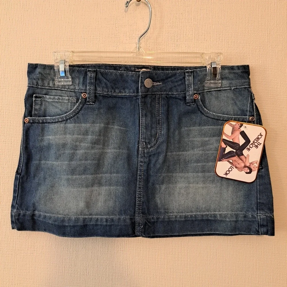 Jordache Low Rise Falcon Crest Denim Mini Skirt Blue S 27